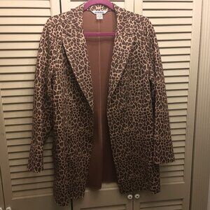 Nygard Leopard Print Open Front Blazer/Jacket, size L.